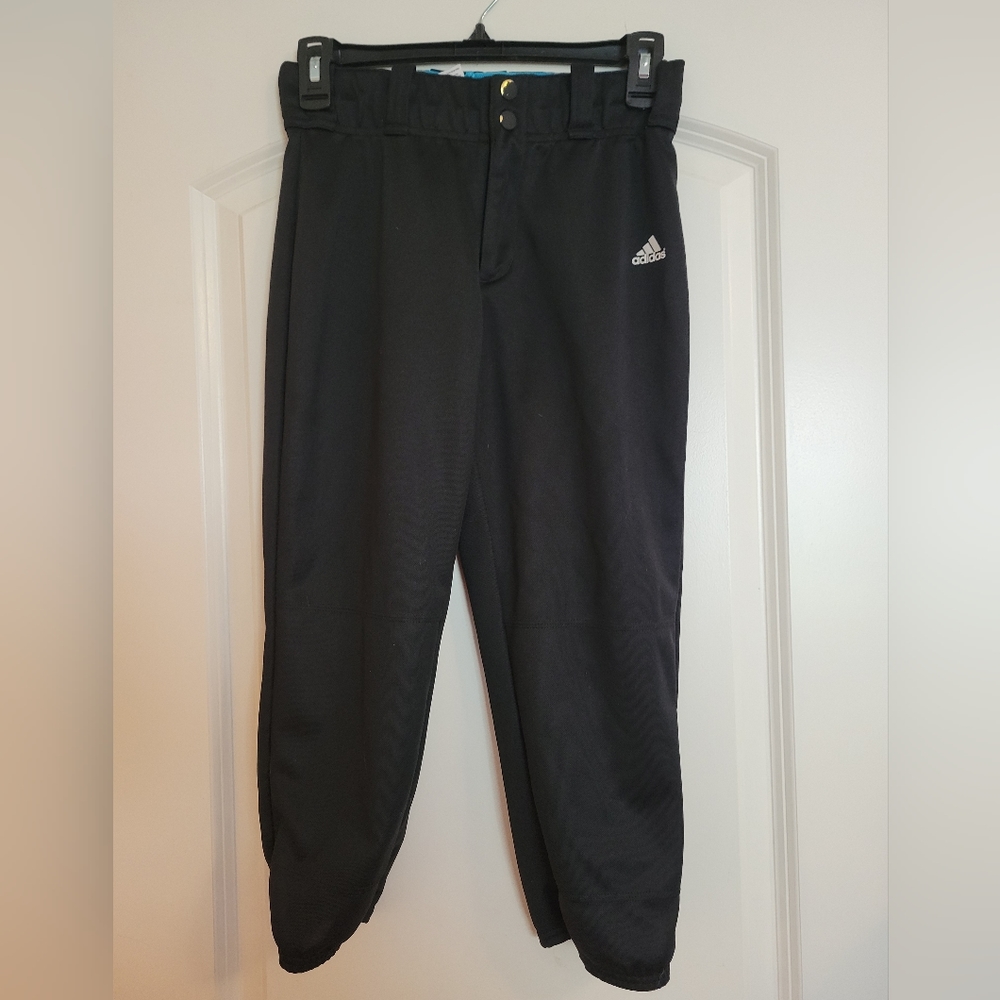 Adidas, girls, softball pants, black, full length.